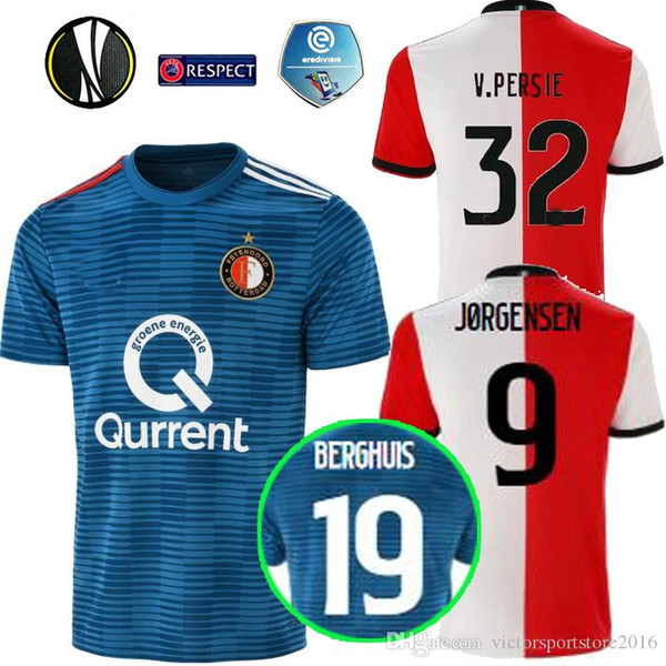 18 19 Feyenoord soccer jersey V.PERSIE 2018 2019 LARSSON BERGHUIS VILHENA JORGENSEN UEFA Europa League football shirts TOP QUALITY