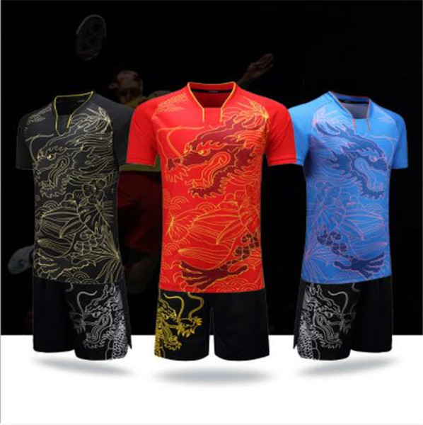 New style dragon pattern badminton suits Men's and women's short-sleeved badminton wear and table tennis wear