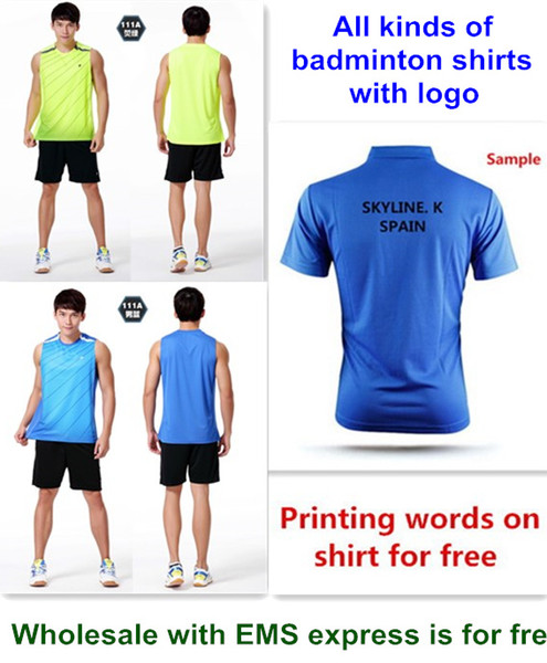 Free text printing, Wholesale with EMS express is for free, badminton shirt clothes sport table tennis shirt clothes110