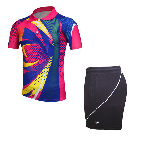 Badminton clothing top quality brand logo jersey Badminton clothes black rose red yellow blue t-shirts and shorts women tennis shirts