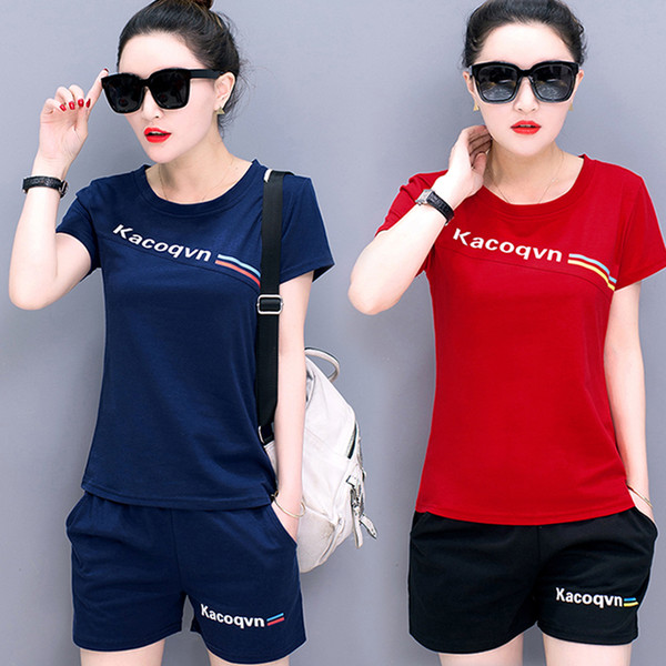 Hot New Fashion Women's short-sleeved shorts sports suit casual two-piece student summer running sportswear suit Badminton Wear Sets