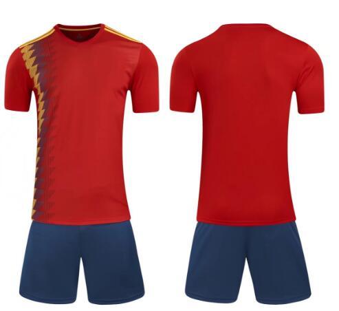 Free Shipping!18 World Cup Spain Home soccer jerser Court Fan Edition Serve Short Sleeve Strips Jersey Thai Version Quality