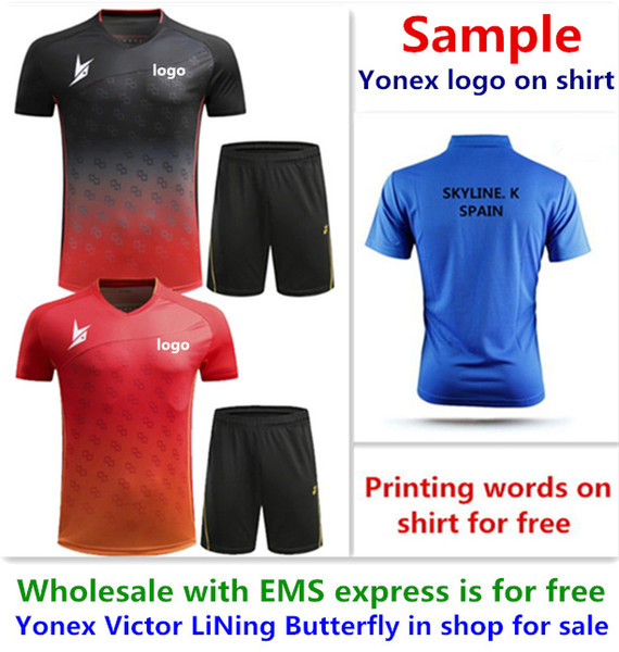 Wholesale EMS for free, Text printing for free, new badminton shirt clothes table tennis T sport shirt clothes 3023