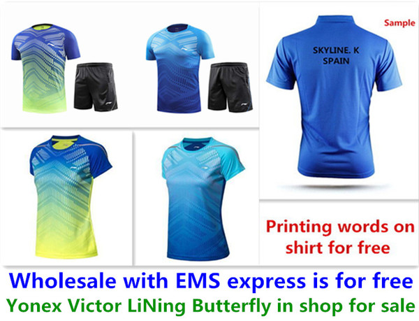 Wholesale EMS for free, Text printing for free, new badminton shirt clothes table tennis T sport shirt clothes 121