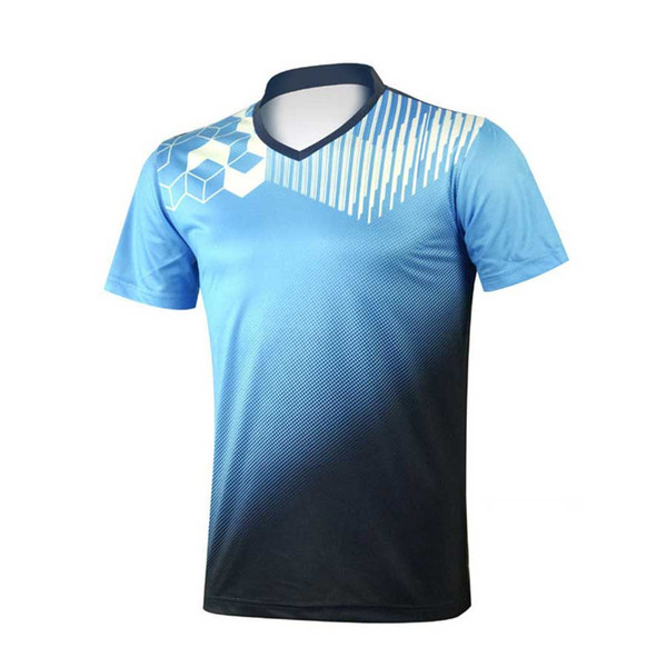 Fashion Men V-neck Short-sleeved T-shirt Breathable Badminton Table Tennis Team Uniforms Jerseys