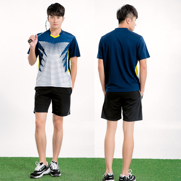 Badminton training suit men sportswear shuttlecock shirt quick-drying summer short-sleeved badminton jersey & shorts