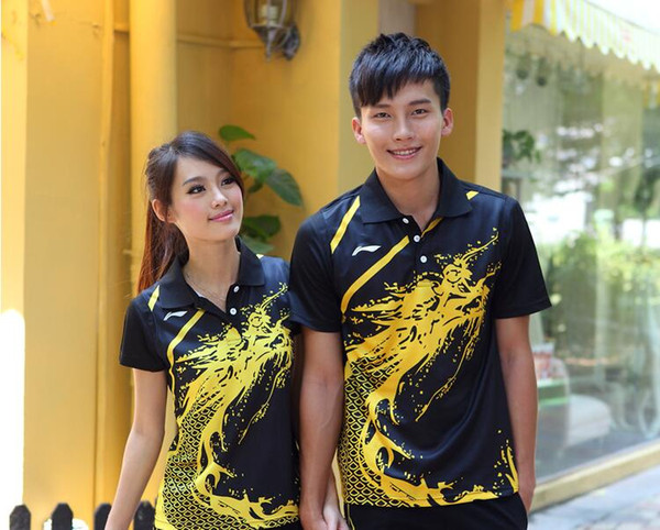 New Li-Ning Men/Women badminton Shirts,Chinese dragon Tennis Polyester fast dry Badminton Shorts,men Table Tennis Sportwear jerseys Shorts