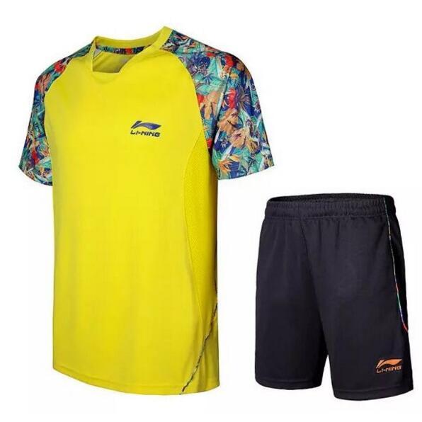 New Li-Ning Badminton t-shirts suits, table tennis shirts collar short sleeve blouse, polyester quick-drying shorts and T-shirts M-4XL