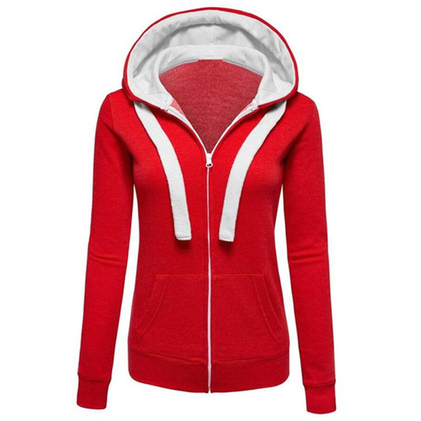 Red Warm Hoodies Winter Warm Sweatershirt outdoor sport Cotton Blend Jacket Zip Long Sleeve hooded Jacket JLY0827