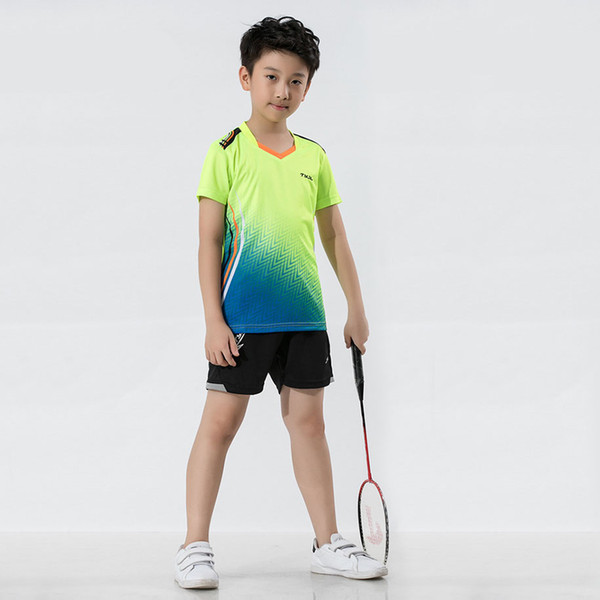 2018 New Boys Badminton sets , Quick Dry Kids Tennis Shirt , Children badminton jersey Table Tennis TShirts Sports t shirt