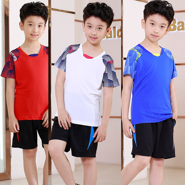 Summe Korean Boys tennis Sports Clothing Child V-Neck Short Sleeve tee shirt badminton , tennis training set , Sportswear Suits