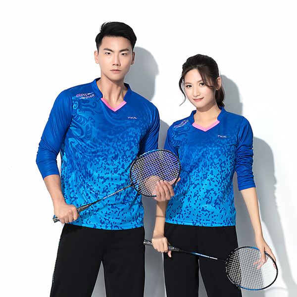 Adsmoney long sleeve badminton shirt pants badminton tennis Breathable set men women training suit shuttlecock jerseys tracksuit