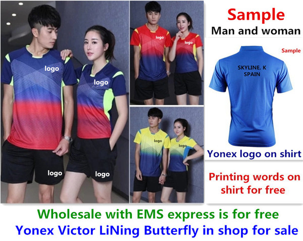 Wholesale EMS for free, Text printing for free, new badminton shirt clothes table tennis T sport shirt clothes 1084