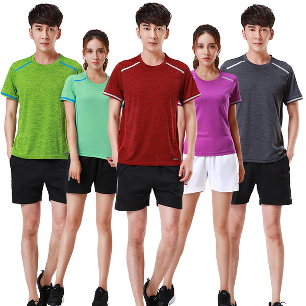 Adsmoney Polyester Badminton suits Quick Dry knitted badminton shorts , Women / Men's Solid Color Tennis shirt + Shorts