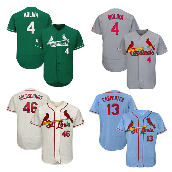 Custom St. Louis Mens knit Jersey players Yadier Molina & Paul Goldschmidt & Matt Carpenter & Harrison Bader Cardinals Baseball Jerseys