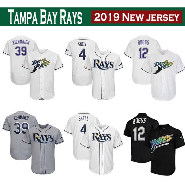 Tampa Bay Custom Mens 2019 New Jersey Rays players Kevin Kiermaier & Blake Snell & Wade Boggs & Austin Meadows knit Baseball Jerseys