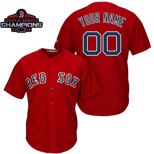 Mens Custom Andrew Benintendi Jersey Red Sox 2018 World Series Champions Patch David Ortiz High Quality Mookie Betts Baseball Jerseys