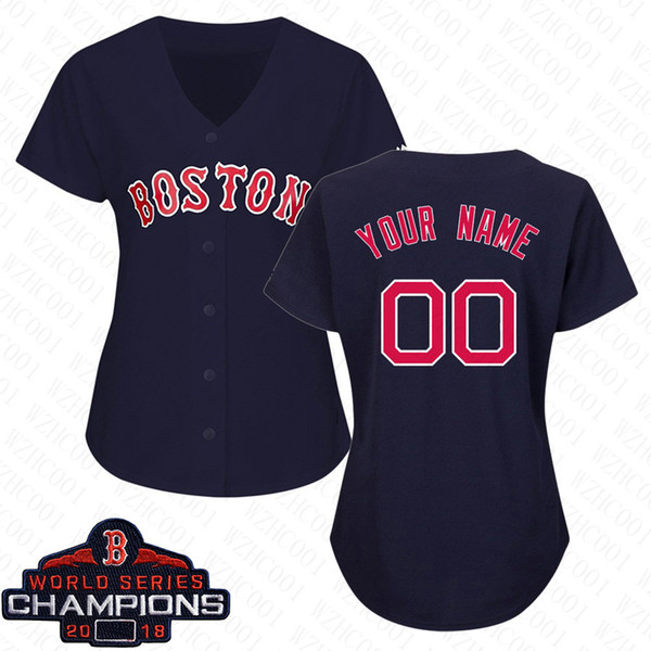 Womens Mookie Betts Jersey Custom Red Sox 2018 World Series Champions Steve Pearce Chris Sale Dustin Pedroia Lady Baseball Jerseys