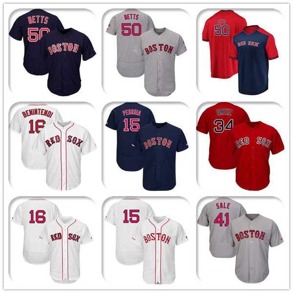 Custom Boston Mens High quality knit Jersey Red Sox Mookie Betts & Andrew Benintendi & Dustin Pedroia & David Ortiz Baseball Jerseys