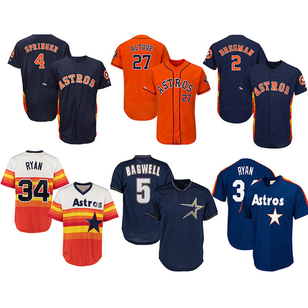 Custom Houston Mens Jersey players George Springer & Jose Altuve & Alex Bregman & Carlos Correa Astros knit Baseball Jerseys