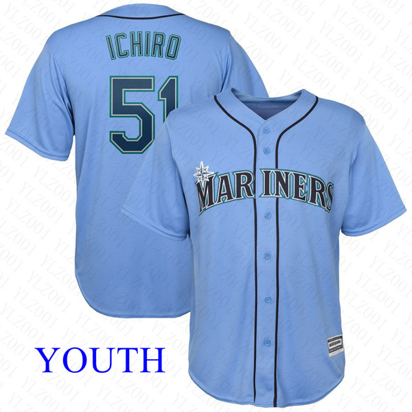 Youth Ken Griffey Jr Jersey Custom Mariners Stitched Kyle Seager Dan Vogelbach Yusei Kikuchi Kids Ichiro Suzuki Baseball Jerseys