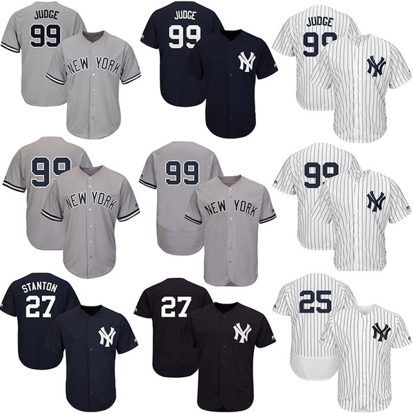 Mens Aaron Judge Custom Yankees Jersey 2019 Player Aaron Judge Gleyber Torres Giancarlo Stanton Gary Sanchez Baseball Jerseys