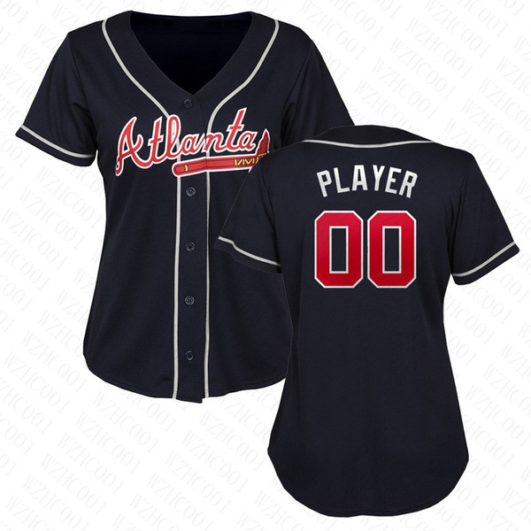 Womens Ronald Acuna Jr. Jersey Custom Braves Freddie Freeman Ozzie Albies John Smoltz Brian McCann Josh Donaldson Ladies Baseball Jersey