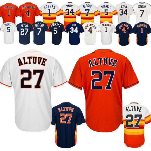 2019 Astros #1 Carlos Correa 2 Alex Bregman 4 George Springer 27 Jose Altuve 34 Nolan Ryan 35 Justin Verlander houston Baseball Jerseys