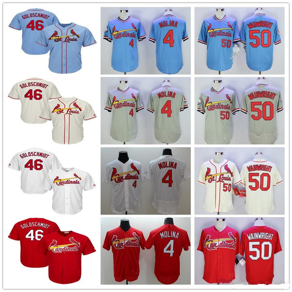 2019 New St. Louis 46 Paul Goldschmidt Jersey 4 Yadier Molina Cardinals 50 Adam Wainwright 1 Ozzie Smith 16 Kolten Wong Baseball uniform