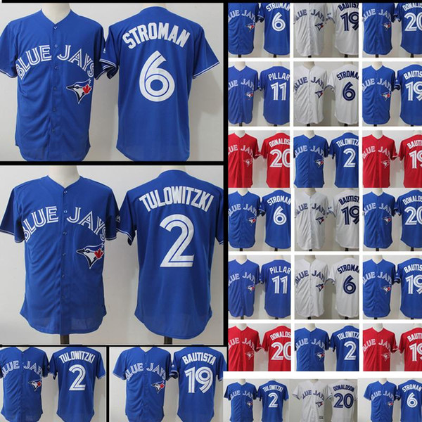 2019 6 Marcus Stroman 29 Joe Carter 12 Roberto Alomar Blue Jays Jersey 11 Kevin Pillar 19 Jose Bautista Jerseys mesh Embroidery Logos