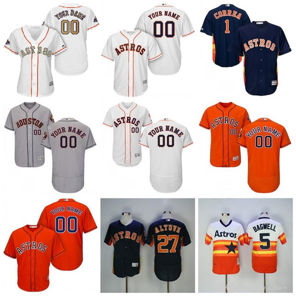 Customized 2019 Astros #1 Carlos Correa 4 George Springer 27 Jose Altuve 35 Justin Verlander custom personalized houston Baseball Jerseys