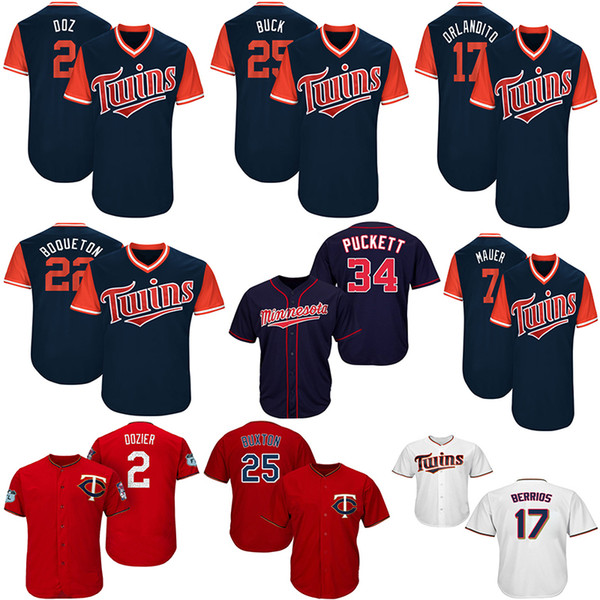 2019 Twins Jersey Minnesota 22 Miguel Sano 2 Brian Dozier 7 Joe Mauer 34 Kirby Puckett 17 Jose Berrios 25 Byron Buxton Baseball Jerseys