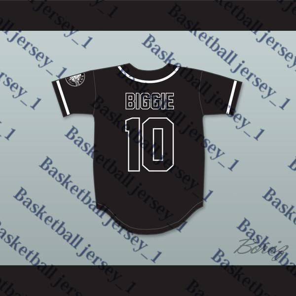 Biggie Smalls 10 Bad Boy Black Baseball Jersey with family 20 Years Patch.