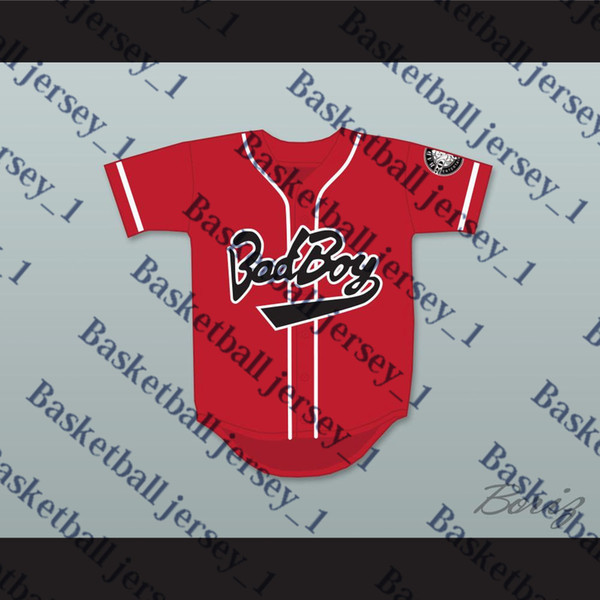 Biggie Smalls 10 Bad Boy Red Baseball Jersey POLYESTER with 20 Years Patch