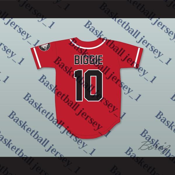 Biggie Smalls 10 Bad Boy Red Baseball Jersey with 20 Years Patch.HAPPY