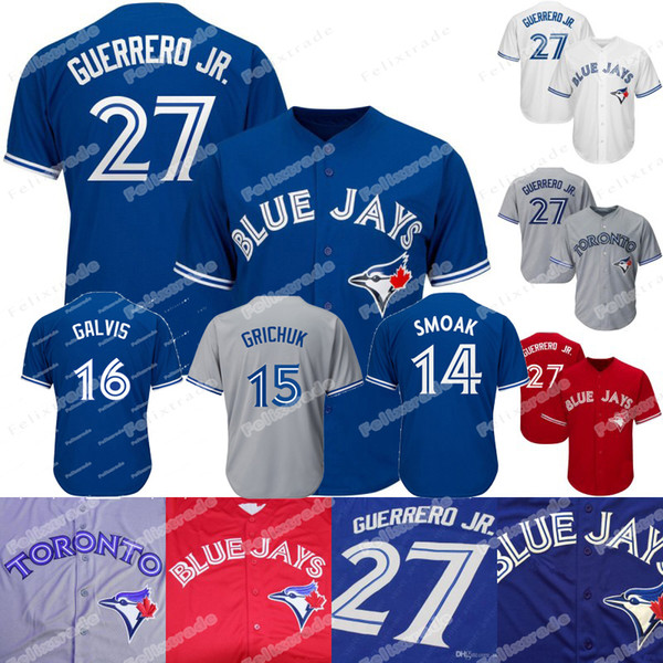 Youth KIDS 27 Vladimir Guerrero Jr Toronto Jersey Blue Jays Freddy Galvis Justin Smoak Randal Grichuk Brandon Drury Russell Martin Stroman