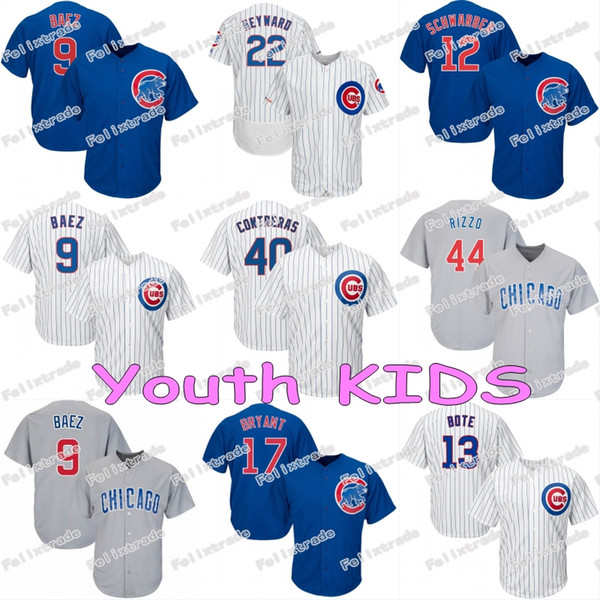 Youth KIDS Cubs Jersey 9 Javier Baez Chicago Kris Bryant Kyle Schwarber Willson Contreras Anthony Rizzo Ben Zobris Jason Heyward Yu Darvish