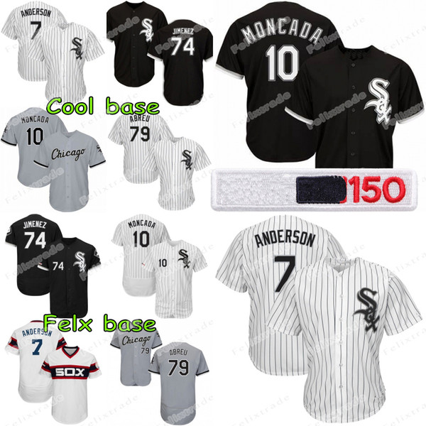 150th Patch Chicago Yoan Moncada White Sox Tim Anderson Leury Garcia Jose Abreu Eloy Jimenez Jose Abreu Leury Garcia Carlton Fisk Jersey