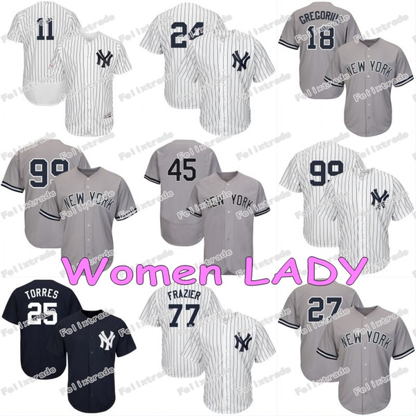 Women LADY Yankees Jersey Luke Voit Aaron Judge New York Gleyber Torres Giancarlo Stanton James Paxton Didi Gregorius Brett Gardner Sanchez