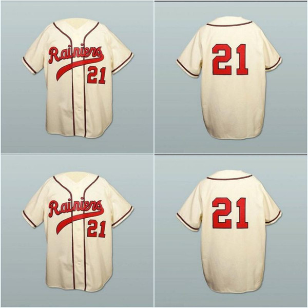 Seattle Rainiers 1953 Home Baseball Jersey Stiched Name & Number & Logo High Quanlity Polyester Begie Free Shiipping