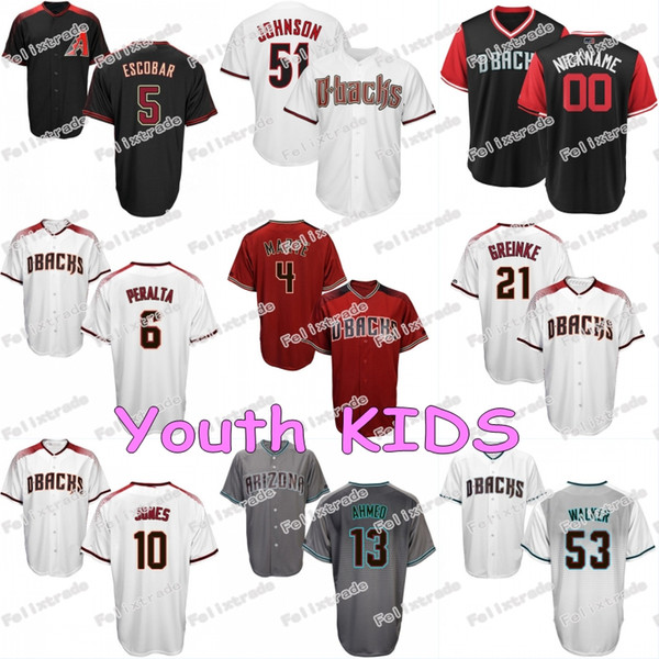 Youth KIDS Diamondbacks Jersey Ketel Marte Arizona David Peralta Zack Greinke Adam Jones Nick Ahmed Eduardo Escobar Christian Walker Dyson