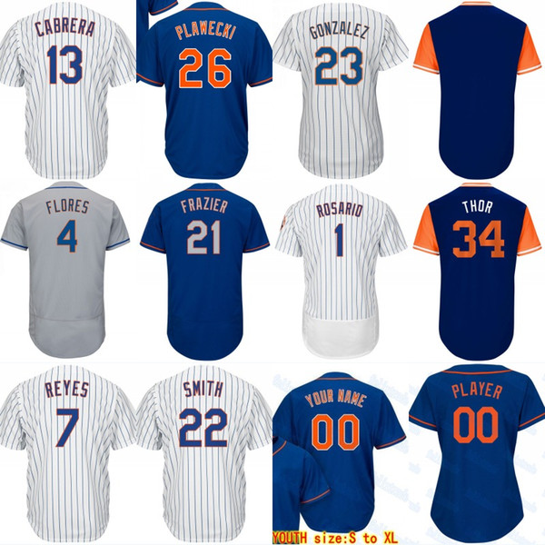 Kevin Plawecki Asdrubal Cabrera Wilmer Flores Todd Frazier Adrian Gonzalez Jose Reyes Amed Rosario Dominic Smith Stiched Baseball Jerseys