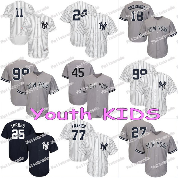 Youth KIDS Yankees Jersey Luke Voit Aaron Judge New York Gleyber Torres Giancarlo Stanton James Paxton Didi Gregorius Brett Gardner Sanchez