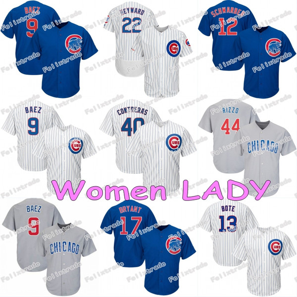 Womens LADY Cubs Jersey 9 Javier Baez Chicago Kris Bryant Kyle Schwarber Willson Contreras Anthony Rizzo Ben Zobris Jason Heyward Yu Darvish