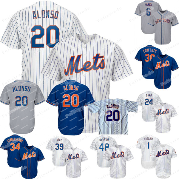 20 Pete Alonso New York Jersey Mets Jacob deGrom Noah Syndergaard Michael Conforto Jeff McNeil Robinson Cano Amed Rosario Edwin Diaz Nimmo