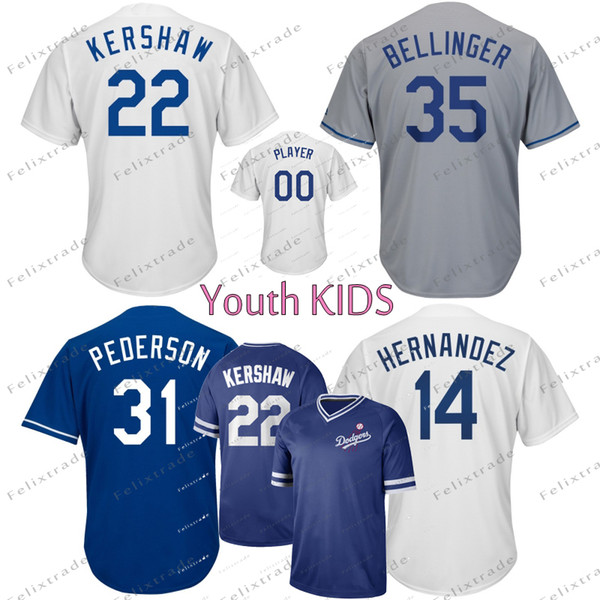 Youth KIDS Los Angeles Enrique Hernandez Joc Pederson Justin Turner Max Muncy Austin Barnes Cody Bellinger A.J. Pollock Corey Seager Jersey