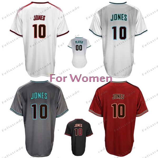 Womens LADY 10 Adam Jones Arizona Custom Jersey Zack Greinke Ketel Marte David Peralta Nick Ahmed Zack Godley A.J. Pollock Randy Johnson