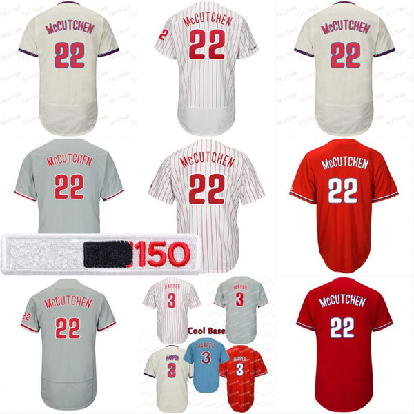 22McCutchen 150th Patch Philadelphia 3 Bryce Harper Rhys Hoskins Aaron Nola JT Realmuto Maikel Franco Carlos Santana 49Arrieta Jersey