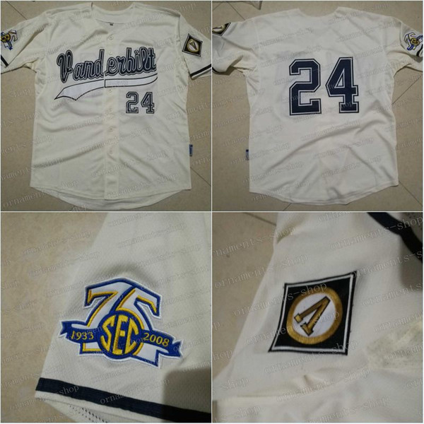 24 Pedro Alvarez Jersey Mens Pedro Alvarez Vanderbilt Commodores Retro Baseball Jerseys Beige High Quality Free Shipping