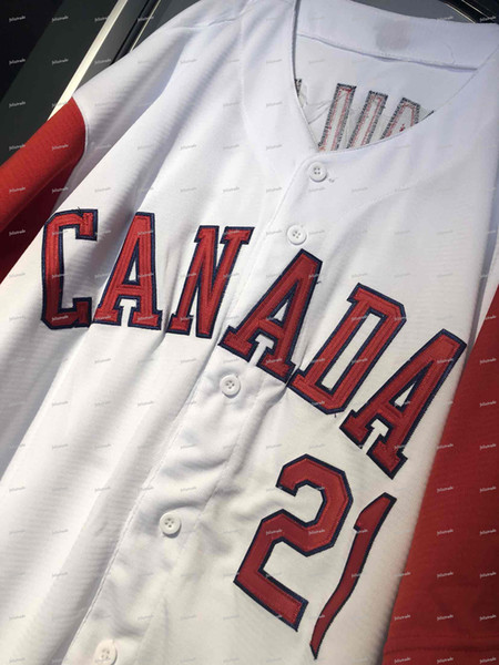 #5 Freddie Freeman #55 Russell Martin Canada 2017 World Baseball Classic WBC Jersey Double Stiched Name & Number Cumtom For Men Women Youth